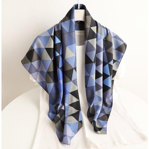 2021 Summer Luxury Women Twill Square Scarf Geometry Headband Scarves Kerchief Bandana Print 90cm Beach Soft Shawl Wrap Foulard