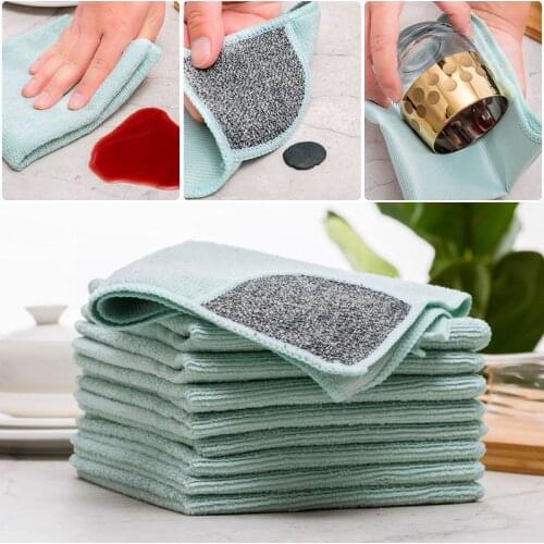 3PCS Multifunctional Cleaning Cloth Microfiber Absorbent Scouring Pad Household Cleaning Tools Kitchen Accessories Dish Towel