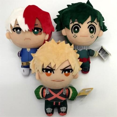 3Piece/Lot 10-23CM My Hero Academia Bakugou Katsuki Todoroki Shoto Midoriya Izuku Plush Doll Keychain Figure