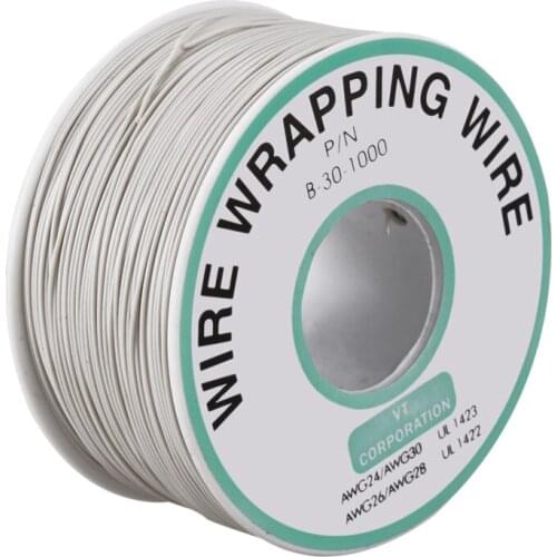 305M White PVC Coated Tin Plated Copper Wire Wire-Wrapping 30AWG Cable Roll