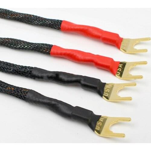 4 Pcs Audiophile Gold Plated Y Spade Audio Speaker Jumper Cable Connector Bridge Cables 20CM