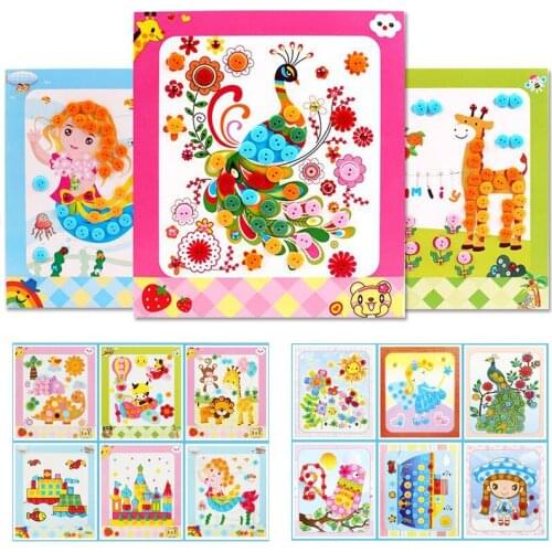 4Pcs DIY Kids Button Painting Drawing Toys Handmade School Art Class Painting Drawing Craft Toys Children Early Educational Toys