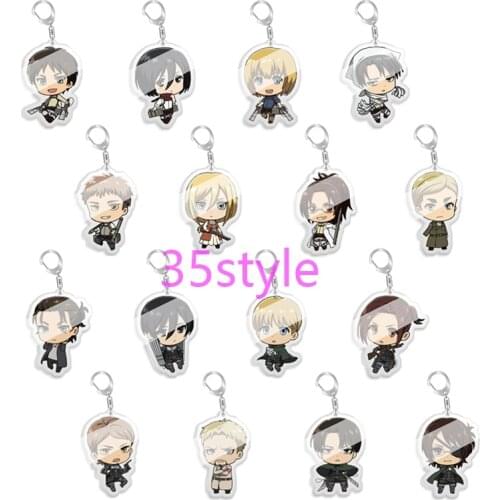 5-10pcs Attack on Titan Eren Jäger Rival Erwin Mikasa Figure Key chain toys Acrylic KeyChain Pendant Key Ring Bag Charms gift