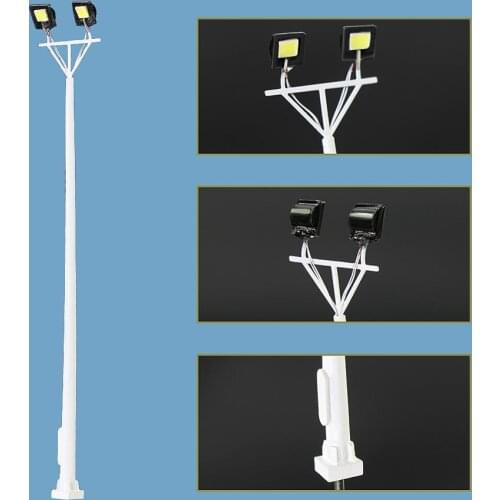 5pcs Model Railway 1:87 1:150 Playground Street Lights HO/N Scale Plaza Lamppost Bright White Two-Leds LSL07