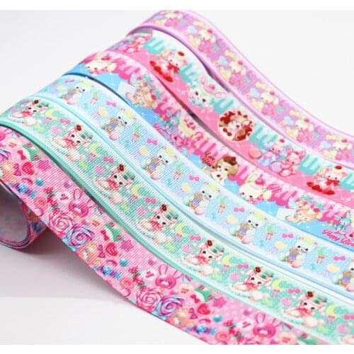 5 Yards Grosgrain Ribbon Cute Animals Printed Ribbon 1" 25MM For Hair Bows DIY Crafts Handmade Accessories M19062602