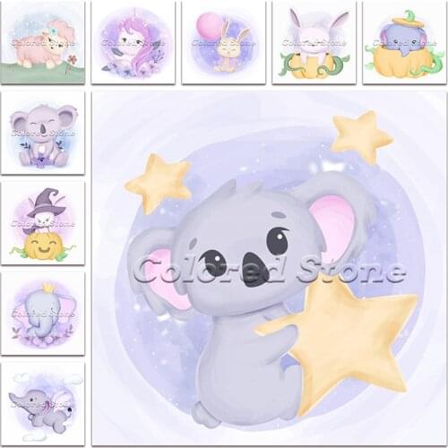 New Diamond painting Cartoon Animals Koala Unicorn Rabbit Elephant 5D Full Square Drill embroidery 3D Round mosaic Drawing 1258