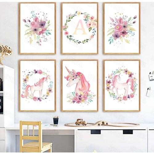 Diamond Painting Cartoon Animals Small Fresh Simple Color Ink Painting Unicorns Flowers Wreath Girl Heart Decorative Painting