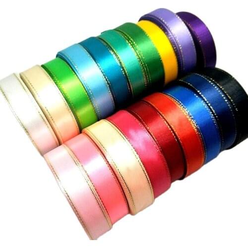 HL 20MM 10 meters/22 meters Gold Edge Satin Ribbons Christmas Wedding Party Decorations DIY Crafts Bow Gift Card Wrap Tape R017