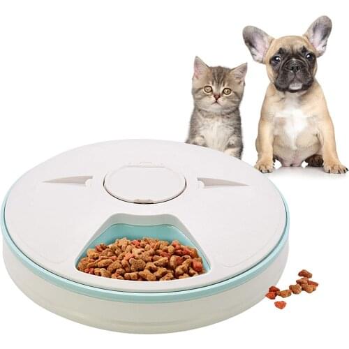 Automatic Pet Feeder Cat Feeder 24h Timer 6 Grids Dog Cat Food Dispenser Dogs Cats Electric Dry Wet Food Dish Feed Pet Supplies