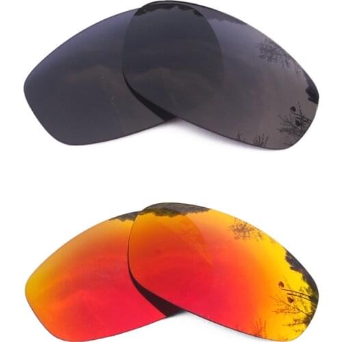 Black & Orange Red Mirrored Polarized Replacement Lenses for Split Jacket Frame 100% UVA & UVB