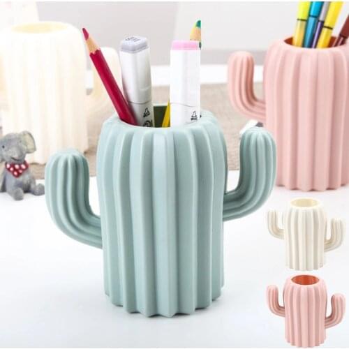 Cactus Pen Holder Creative Desktop Pencil Makeup Brush Cute Cactus Container Organizer Office Desk Supplies Dropship Wholesale