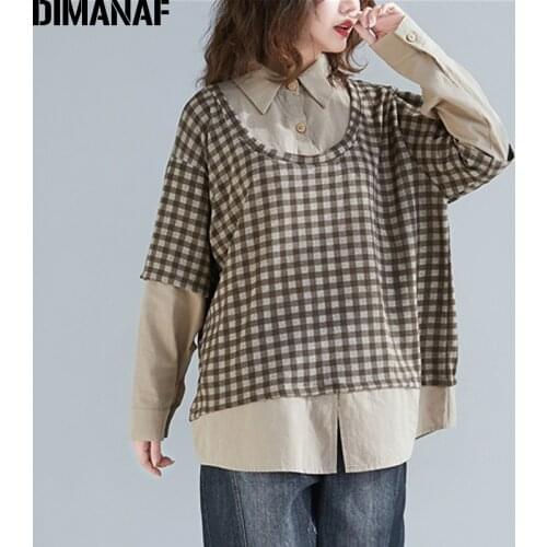 DIMANAF Women's Plaid Shirts