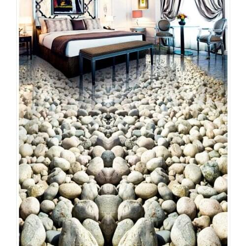 Home Decoration Seaside stone stone road living room bathroom 3d flooring pvc wallpaper 3d