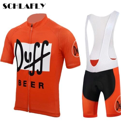 Duff beer cycling set jersey orange retro summer short sleeve bike wear beer kit jersey road jersey cycling clothing schlafly