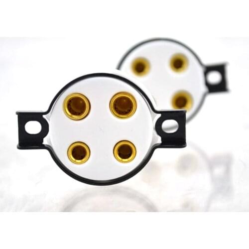 2PCS Hi-end Ceramic 4pin Tube Sockets For 2A3 300B PX4 5Z3P 5U4G 274A 45 71 Hifi Vintage AMP DIY Gold Plated Pins
