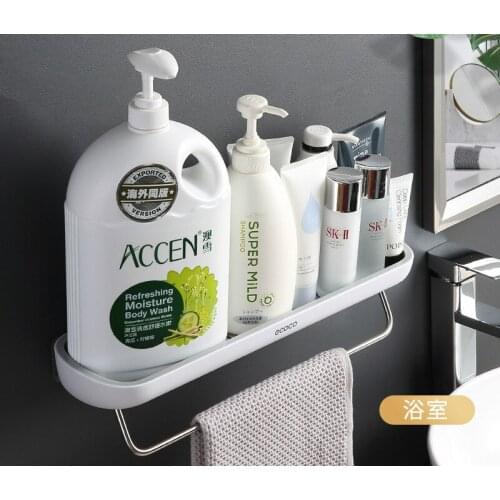 Adhesive Bathroom Shelf Organizer Wall Mounted Shampoo Spices Shower Storage Rack Holder Bathroom Accessories