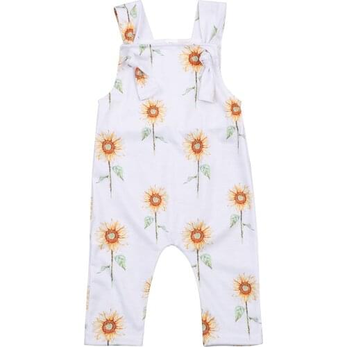 0-24M Babys Flower Print Jumpsuit Toddler Boy Girl Spaghetti Straps Square Neck Long Pants Romper