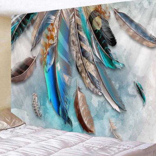 The Beautiful Feather Tapestry Livingroom Bed Room Printing Home Deco Wall Hanging Wall Art Picnic Mat Multi Print