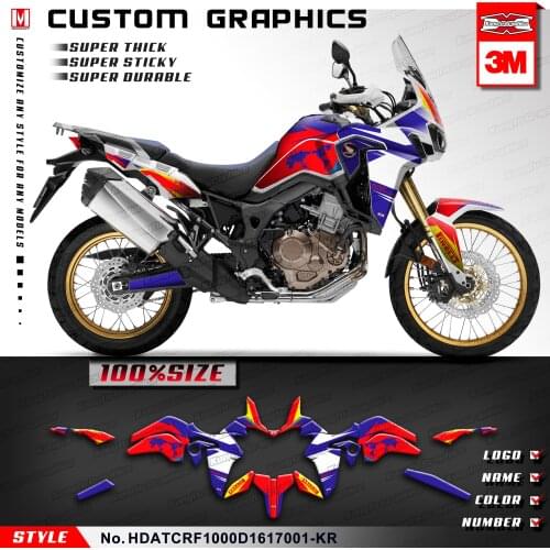 KUNGFU GRAPHICS Custom Vinyl Decals Stickers Backgrounds for Africa Twin CRF1000D CRF1000L 2016 2017, Blue and Red