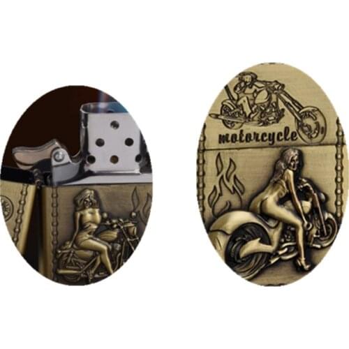 Hot selling Motorcycle girl street stall kerosene gasoline Petroleum oil cheap cigarette lighter ( 1 random pattern no fuel )