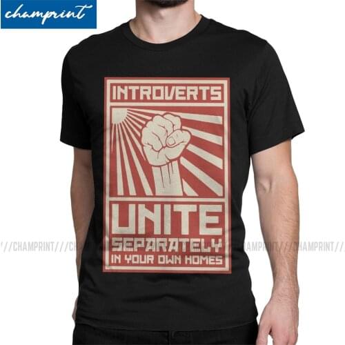 Mens T-Shirt Introverts Unite Separately In Your Own Homes Fun Tee Shirt Leave Me Alone T Shirt Crew Neck Clothing Gift Idea