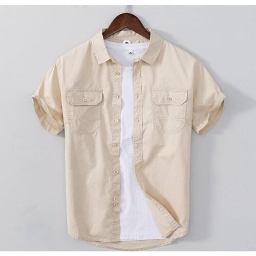 100% Cotton short sleeve brand shirt men summer comfortable solid shirts for men tops mens clothing camisa chemise