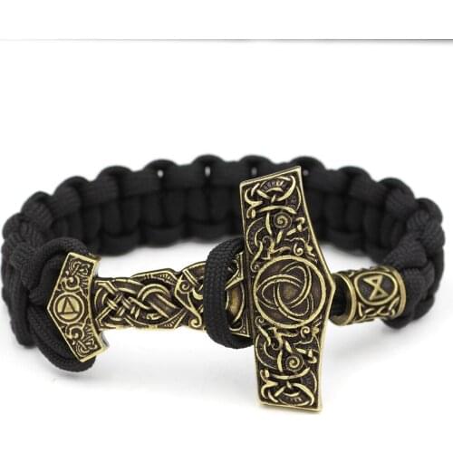Men Viking Rune Thor Hammer Amulet Hammer Scandinavian Odin Symbol Knot bracelet