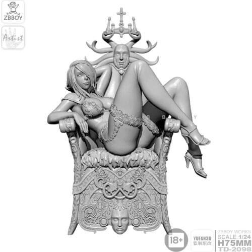 1/24 Resin Figure Kits Throne Sexy Witch Resin Soldier self-assembled TD-2098