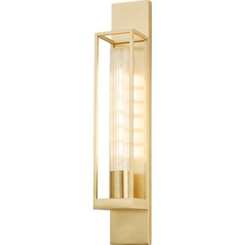 Nordic Luxury Copper Rectangular Wall Lamp Modern Gold Lustre Wall Lights Living/Dining Room Decoration Bedroom Hallway Stairs
