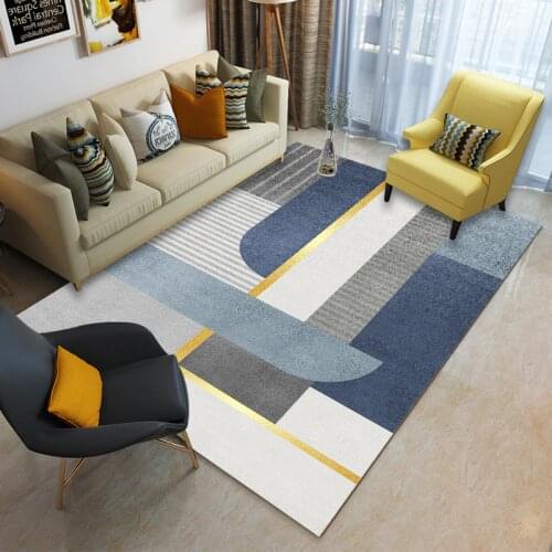 Nordic light luxury geometric luxury carpet bedroom living room decorative carpet bathroom non-slip carpet rectangular modern fl