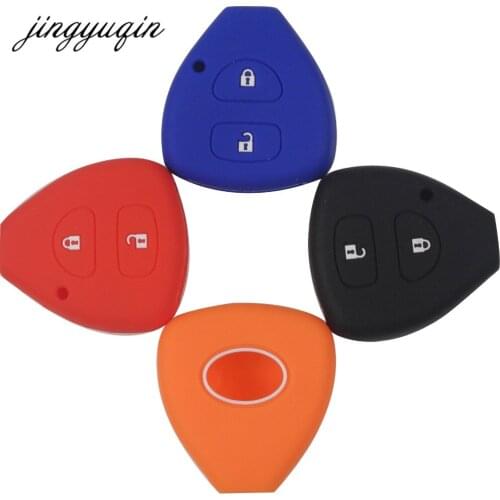 Jingyuqin 2 Buttons Silicone Key Case Shell Cover For Toyota Corolla Hilux Vitz Rav4 Aqua Camry Highlander Land Cruiser Pardo