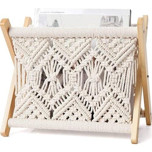 Nordic Cotton Rope Woven Storage Rack Magazine Rack Creative Desktop Magazine Rack Floor Rack Home Decoration