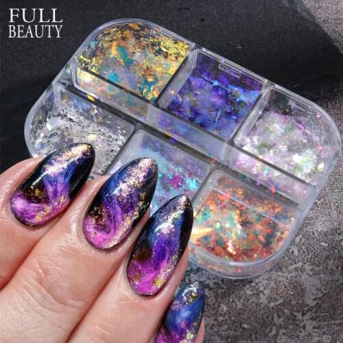 Reflective Sparkling Flakes Nail Glitter Sequin Opal Fire Powder Nail Design 2021 Winter Holographic Manicure Paillette Set CHXR