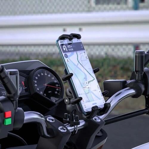 Universal Metal Motorcycle Scooter Mobile Phone Mount Stand Holder Bike Cradle for 4.7-6.8"Cellphone Smartphone GPS