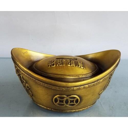 Select Style copper gold ingot ornaments lucky money in treasure piggy bank for wealth transfer feng shui home furnishings