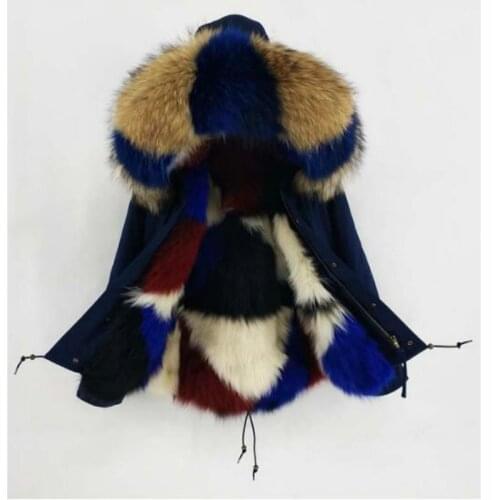 2020 new fashion real raccoon fur collar hooded winter jacket women parka fur Thick Warm coat