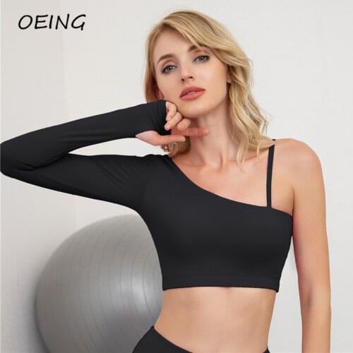 Long Sleeve Shirt Women Gym Clothes Yoga Crop Tops Workout Sport Wear Paded Tops
