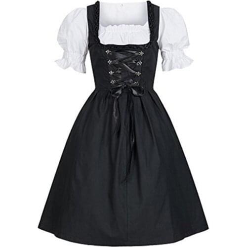 WDress Blouse Apron Size 34-46 Black Front Strap Back Bow Lolita Dresses