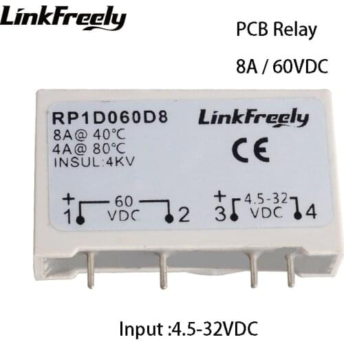 RP1D060D8 Mini 4 Pin PCB SSR Solid State Relay DC DC 1A 4A 8A 60VDC 350VDC Output Input 5V 12V 24V Electric Voltage Relay Module