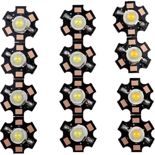 50pcs High Power 1W 3W White Warm White 3500K 6500K LED Bulb Chip Crystal Diodes Light With 20mm Heat Sink AL Star Base PCB