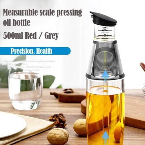 Color: red/grey Size: 285*75mm Material: ABS+PP+PS +glass Capacity: 500ml Package list: 1 x olive oil dispenser