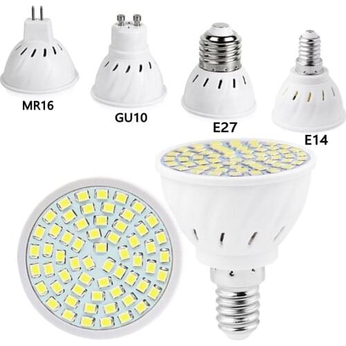 GU10 LED E27 Lamp E14 Spotlight Bulb 48 60 80leds lampara 220V GU10 bombillas led MR16 gu5.3 Lampada Spot light B22 6W 8W 10W