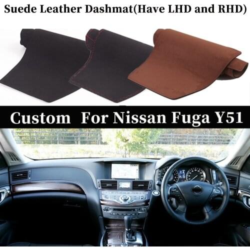 Accessories Car-styling Suede Leather Dashmat Dashboard Cover Dash Mat Carpet For Nissan Fuga Y51 2010 2011 2012 2013 2017 2020