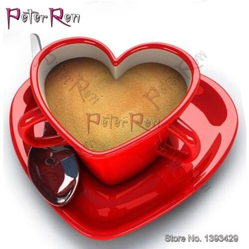 Full diamond embroidery Diy Diamond painting cross stitch round\square diamond mosaic home decor Red plate heart shaped cup