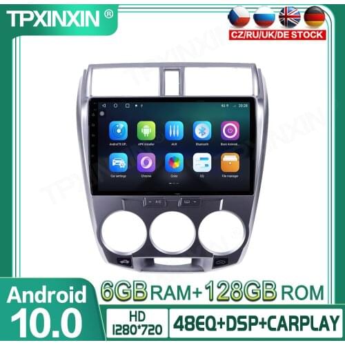 6+64G Android 10.0 For Honda City 2008-2013 Car Multimedia Player GPS Navigation Head Unit Auto Radio Audio Stereo Tape Recorder