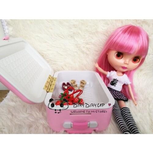 Free shipping Fashion 1/6 doll accessoies doll travel luggage for Blyth Azone Momoko licca bjd doll Accessories toys girl
