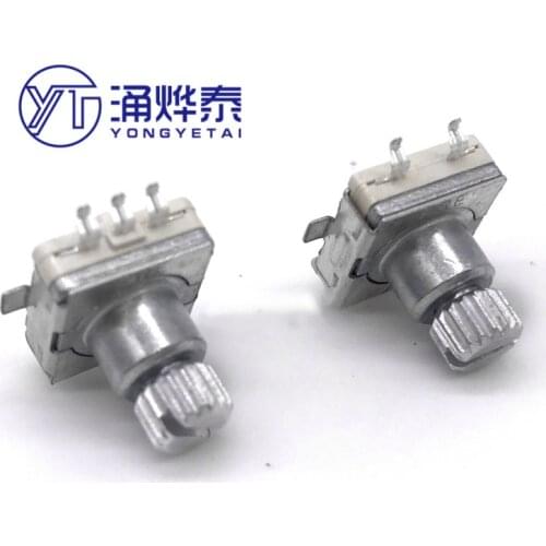 YYT 2PCS Digital potentiometer car audio rotary patch encoder EC11 30 positioning 15 pulse handle length 9.5mm 0.5 push switch