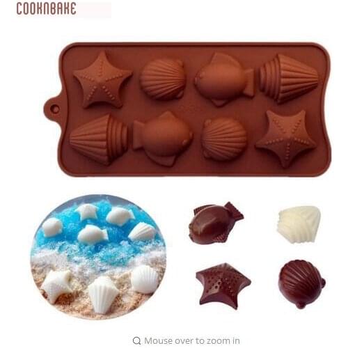 COOKNBAKE DIY Silicone Bakeware Mold Sea Shell Fish Cake Baking Mold Handmade Chocolate Ice Cube DIY Mold SICM-008-11