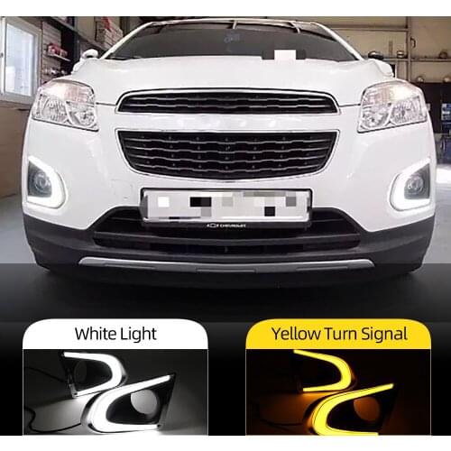 CSCSNL 2Pcs Led Daytime Running Light for Chevrolet Chevy TRAX 2014 2015 2016 DRL with turn signal light fog lamp cover
