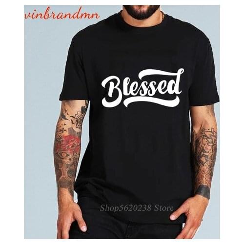 Summer Trendy "Blessed "Letter Graphic Male T-shirts Harajuku Hip Hop Cotton Streetwear Men Tee Shirts Cool Aesthetic Homme Tops